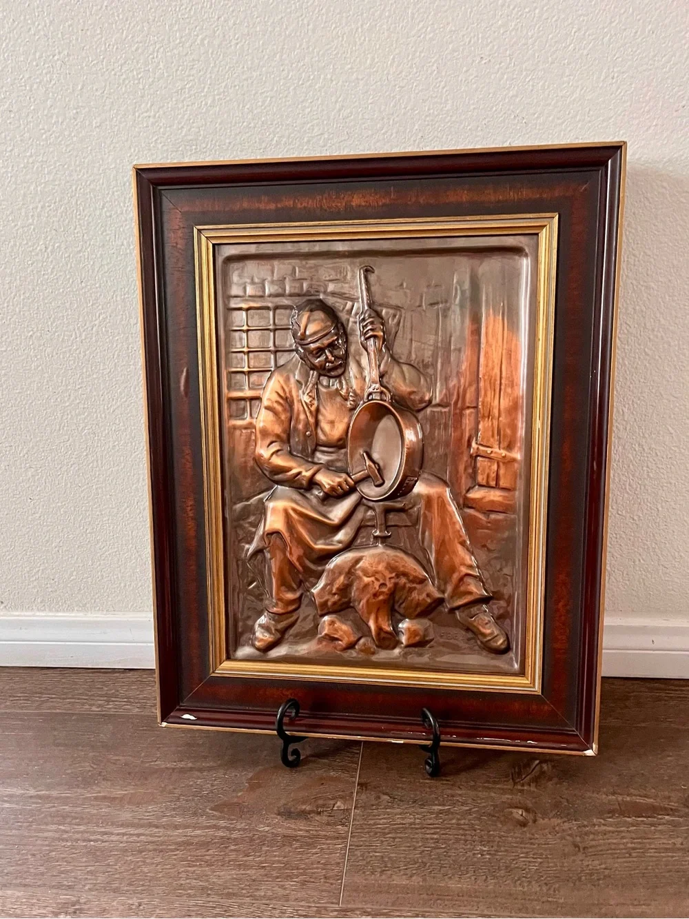 Vintage 3D Copper Relief Wall Art Plaque - Brown & Bronze 16/20 Inches